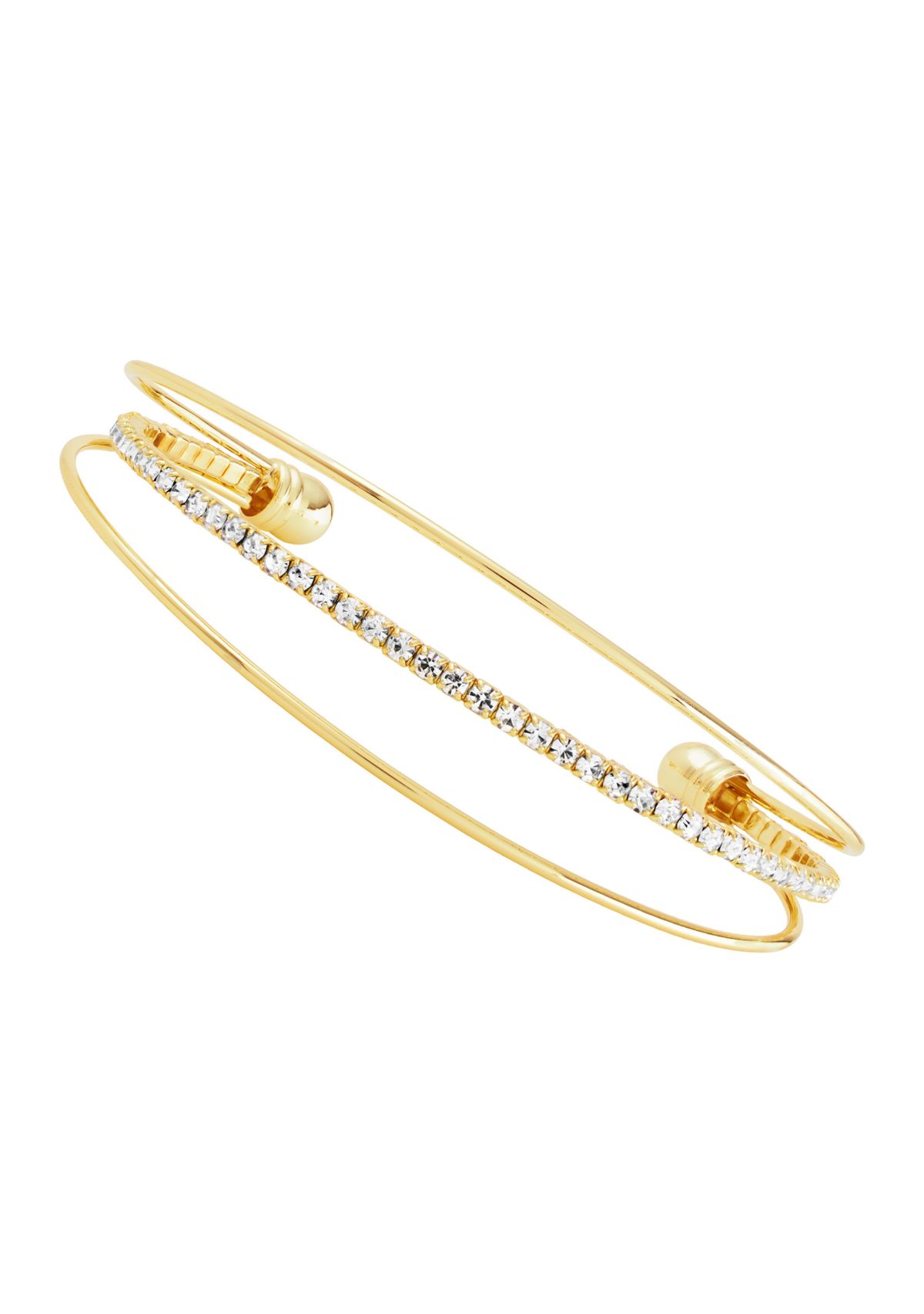 Gold Plated Crystal Open Cuff Bracelet