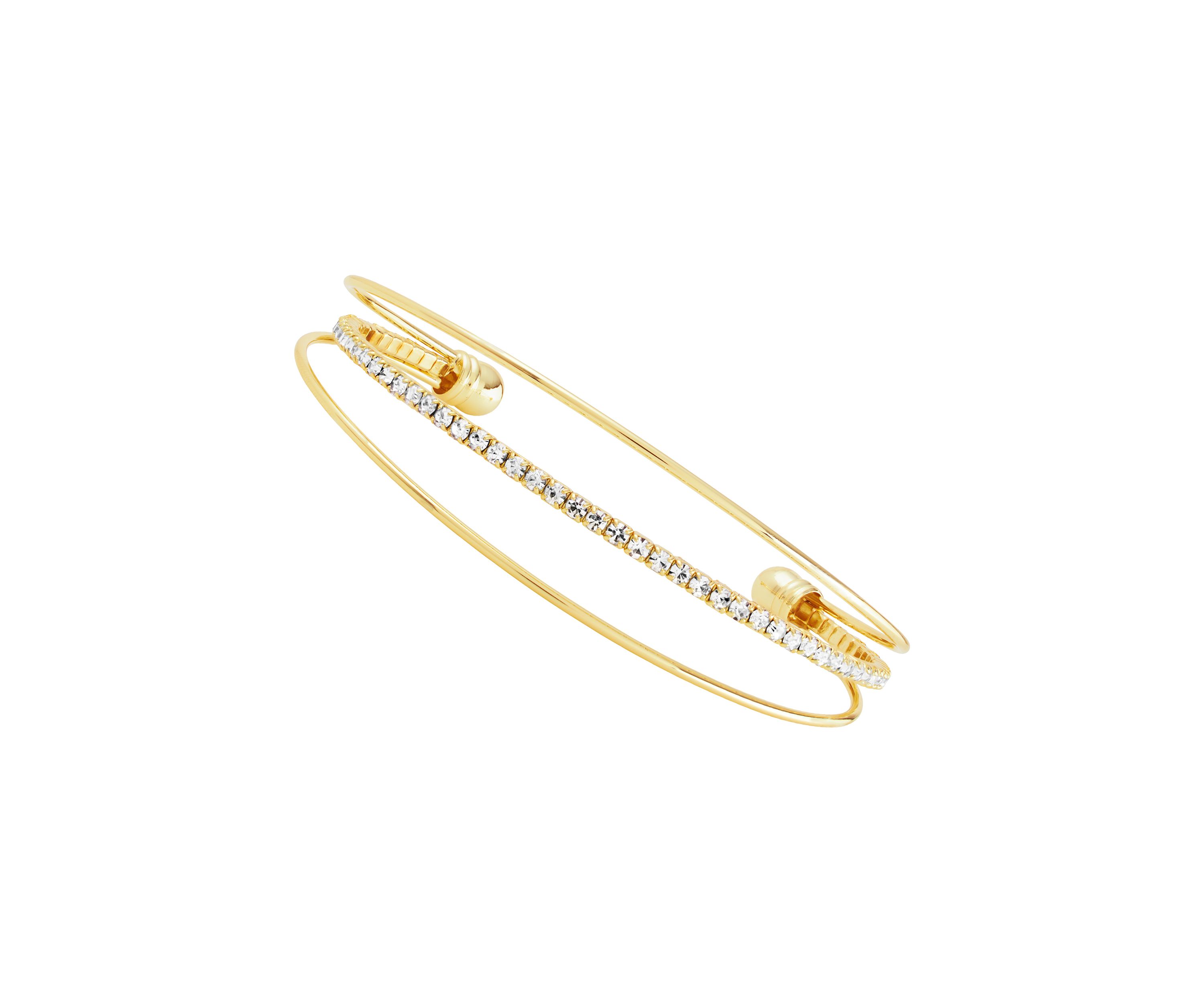Gold Plated Crystal Open Cuff Bracelet
