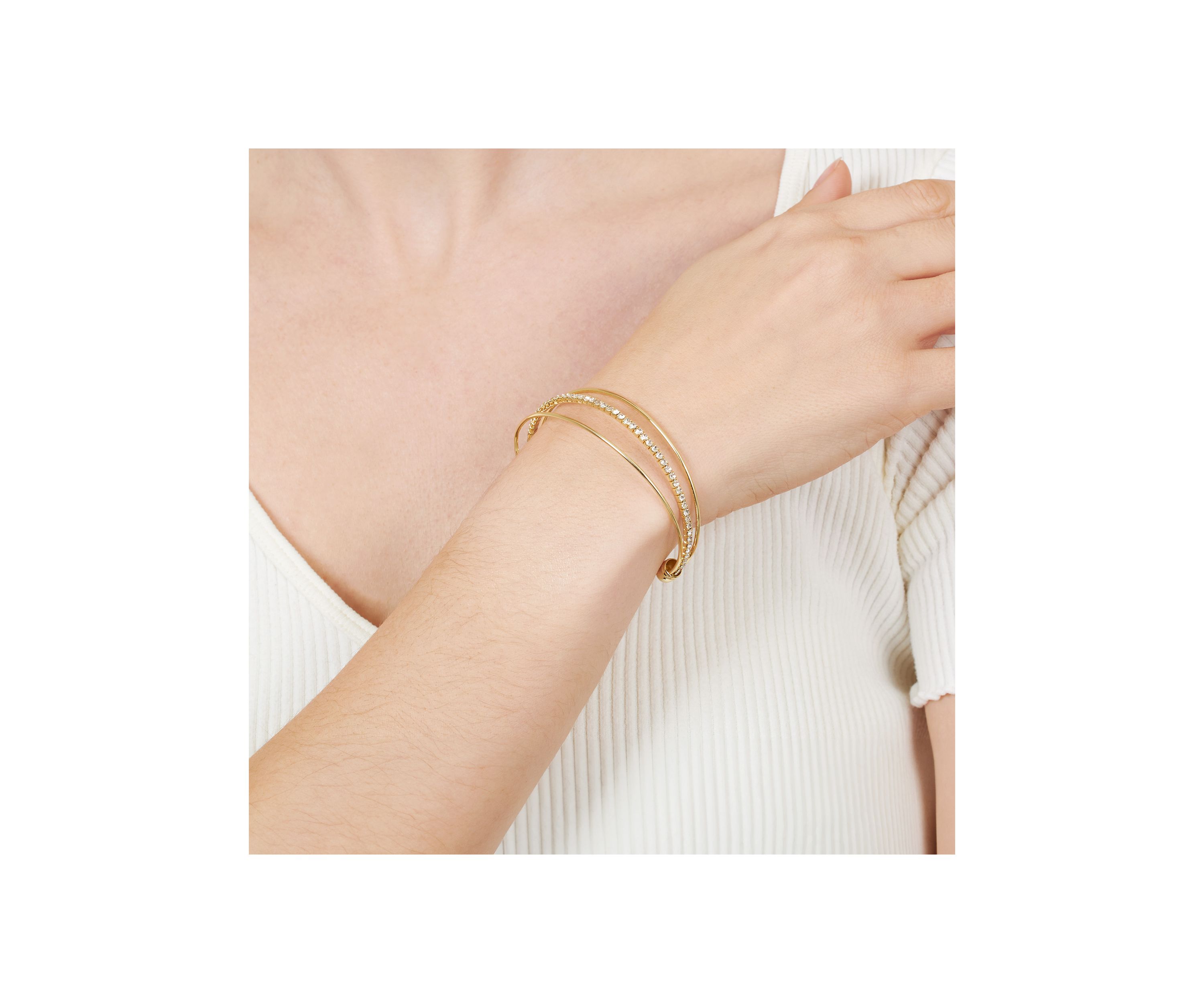 Gold Plated Crystal Open Cuff Bracelet