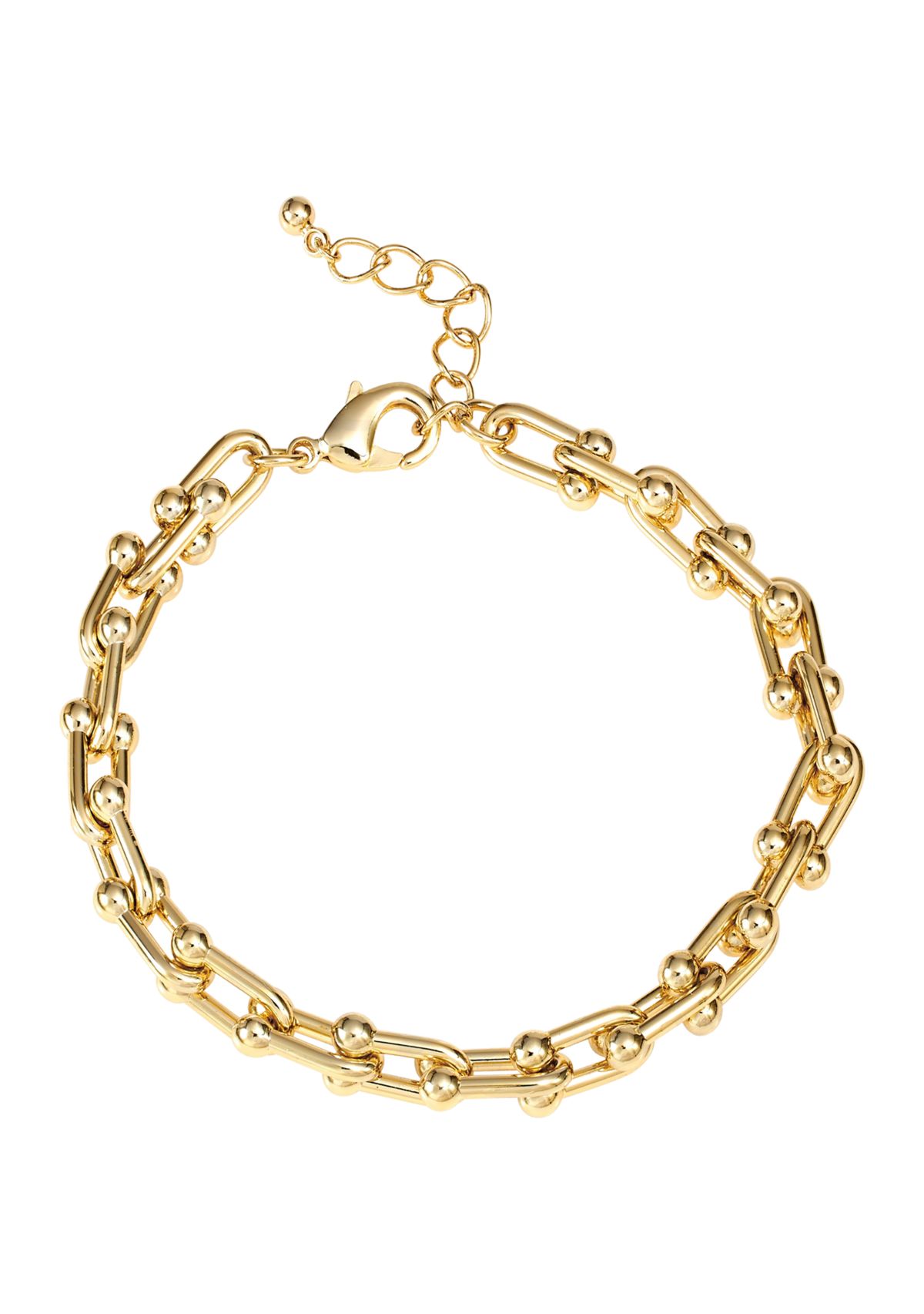 Gold Plated 6.5" + 1" Horseshoe Link Chain Bracelet