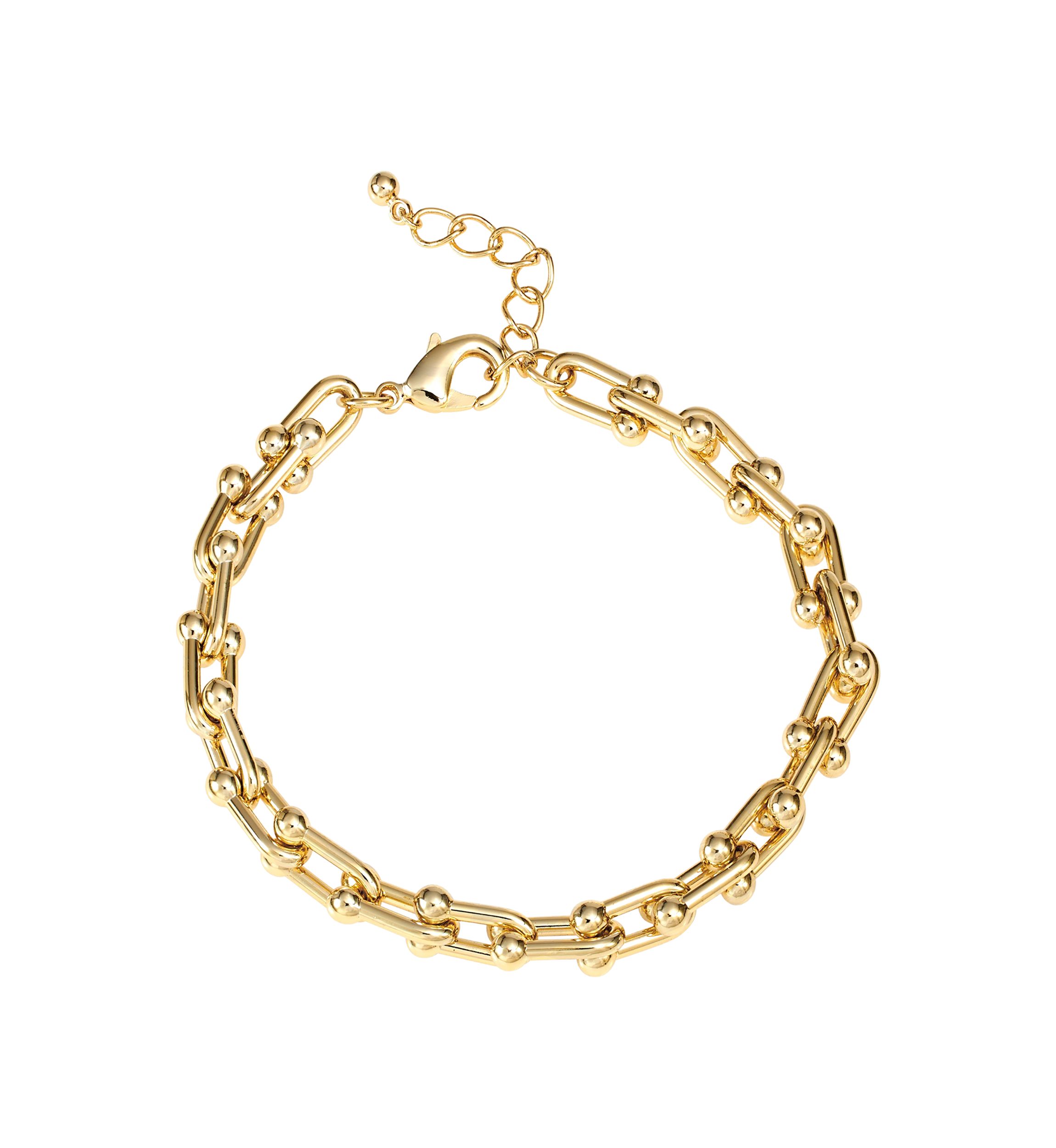 Gold Plated 6.5" + 1" Horseshoe Link Chain Bracelet