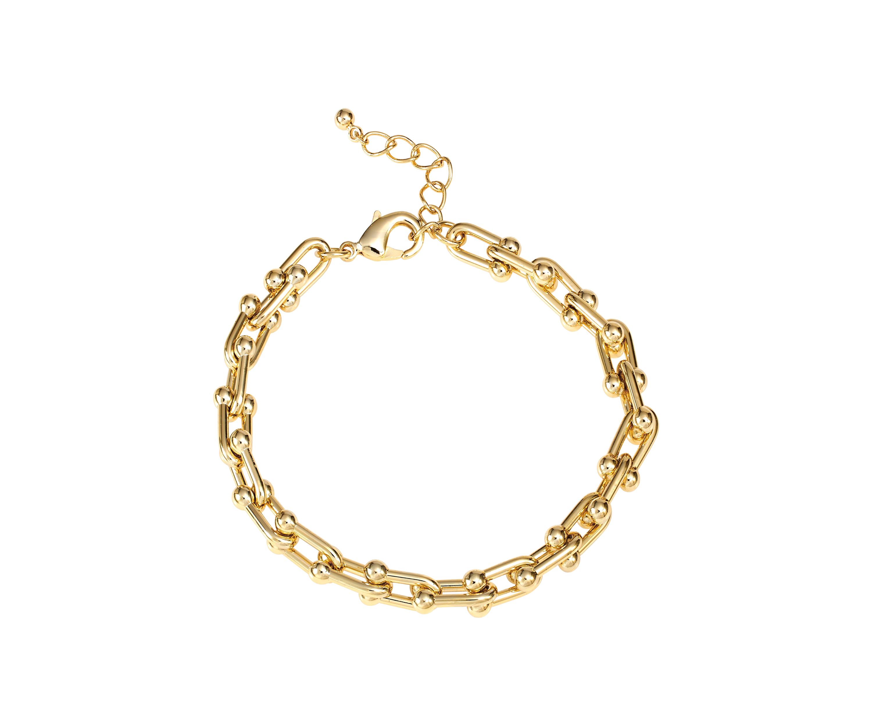 Gold Plated 6.5" + 1" Horseshoe Link Chain Bracelet