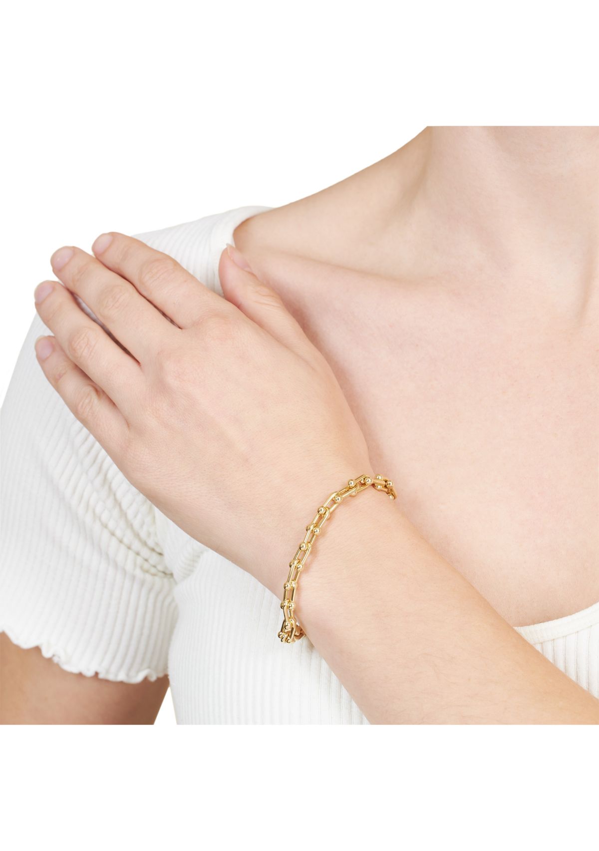 Gold Plated 6.5" + 1" Horseshoe Link Chain Bracelet