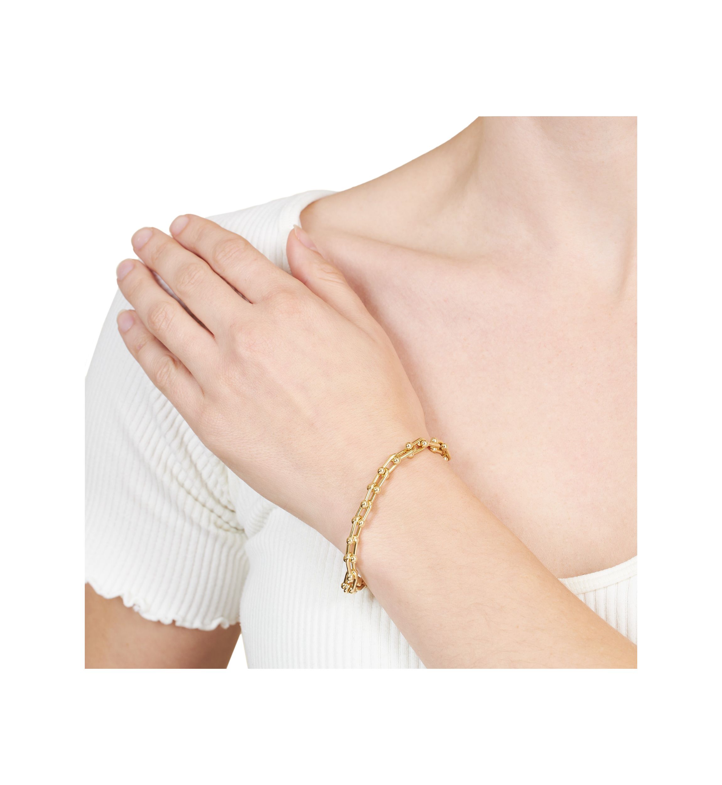 Gold Plated 6.5" + 1" Horseshoe Link Chain Bracelet