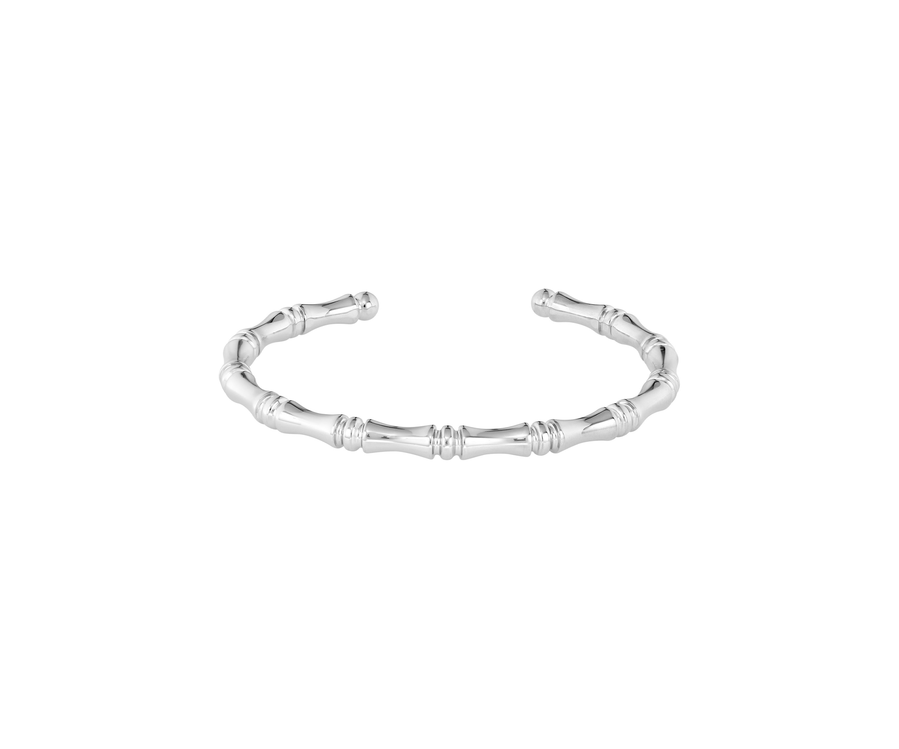 Silver Plated Bamboo Cuff Bangle Bracelet
