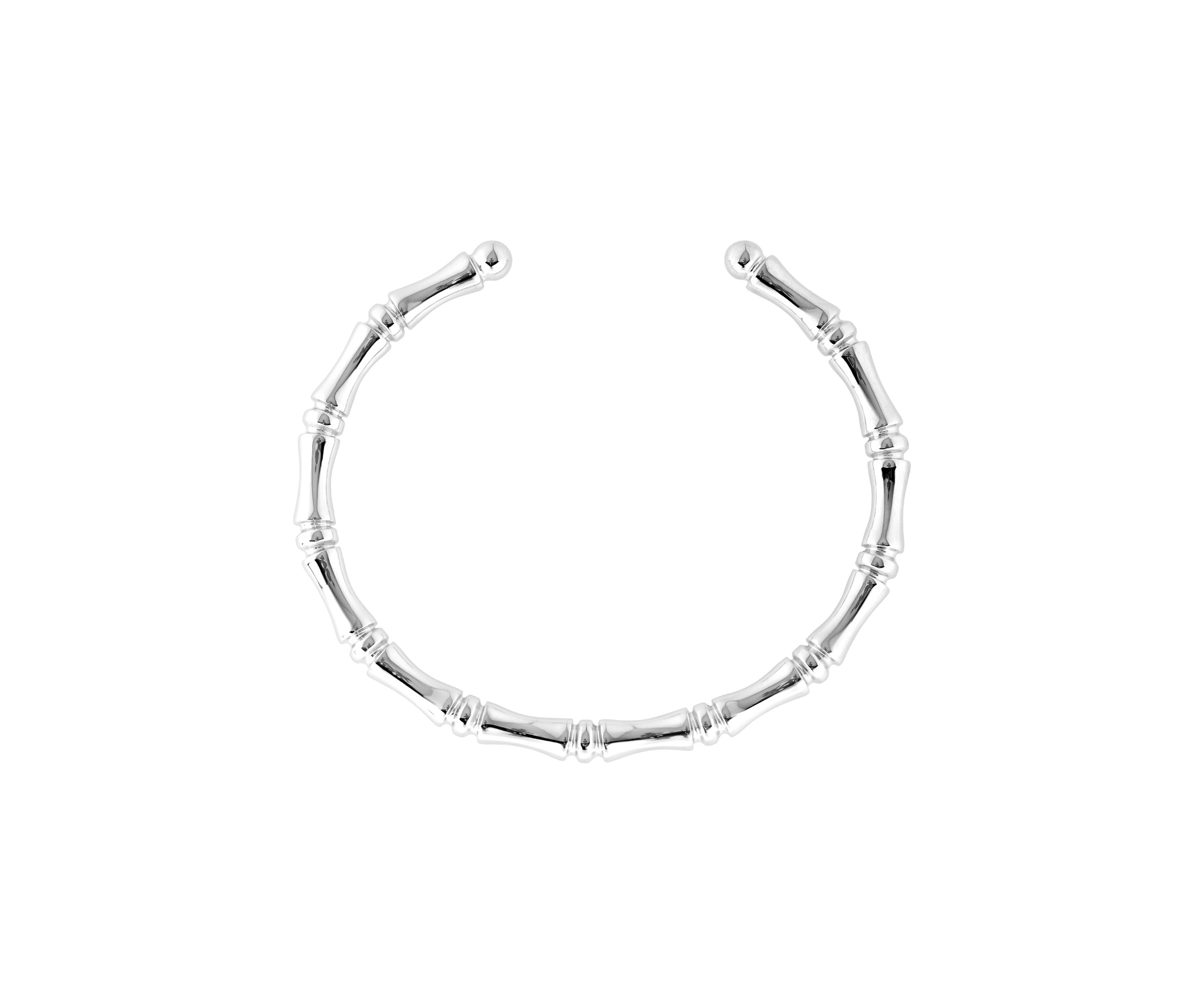 Silver Plated Bamboo Cuff Bangle Bracelet