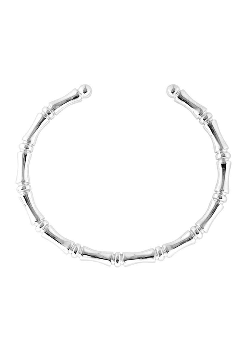 Silver Plated Bamboo Cuff Bangle Bracelet