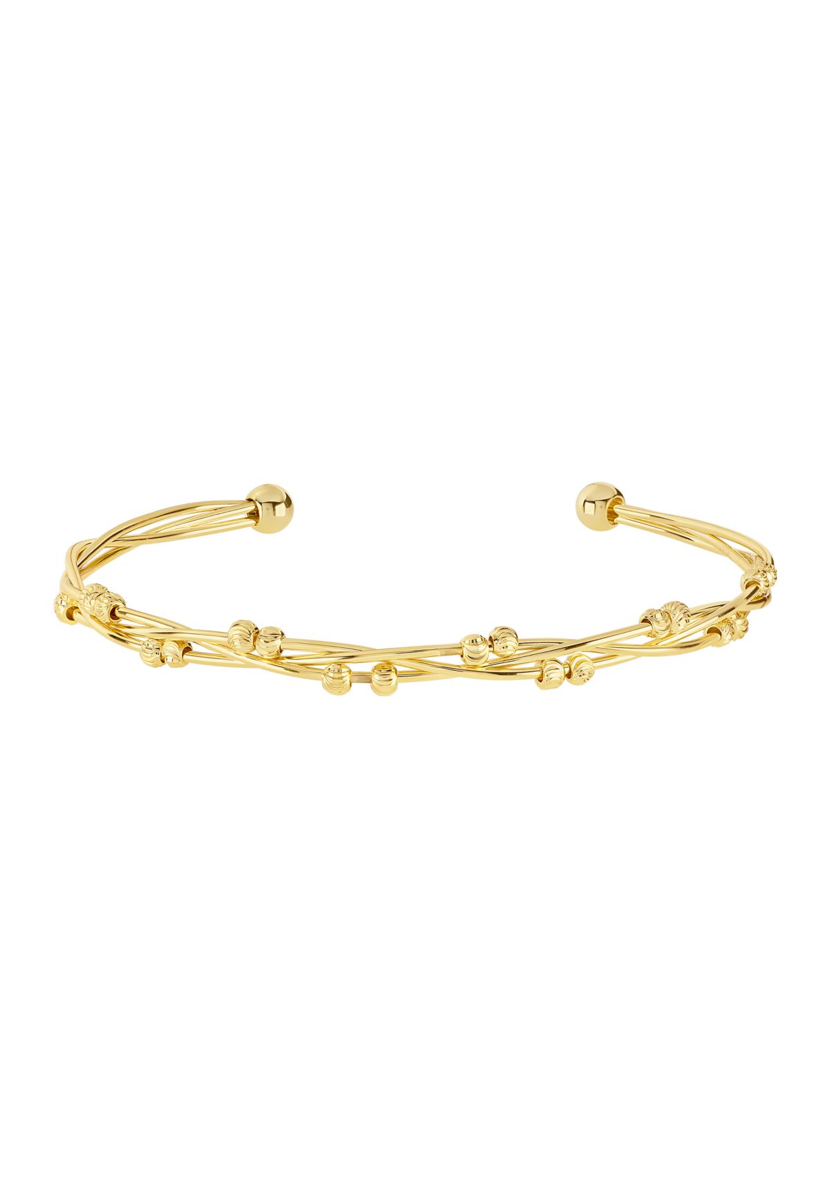 Plated Beaded Twist Endcap Ball Cuff Bracelet