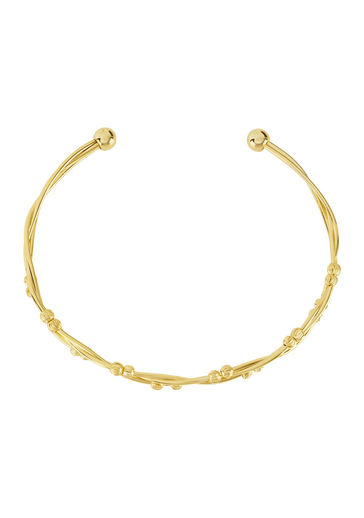 Plated Beaded Twist Endcap Ball Cuff Bracelet