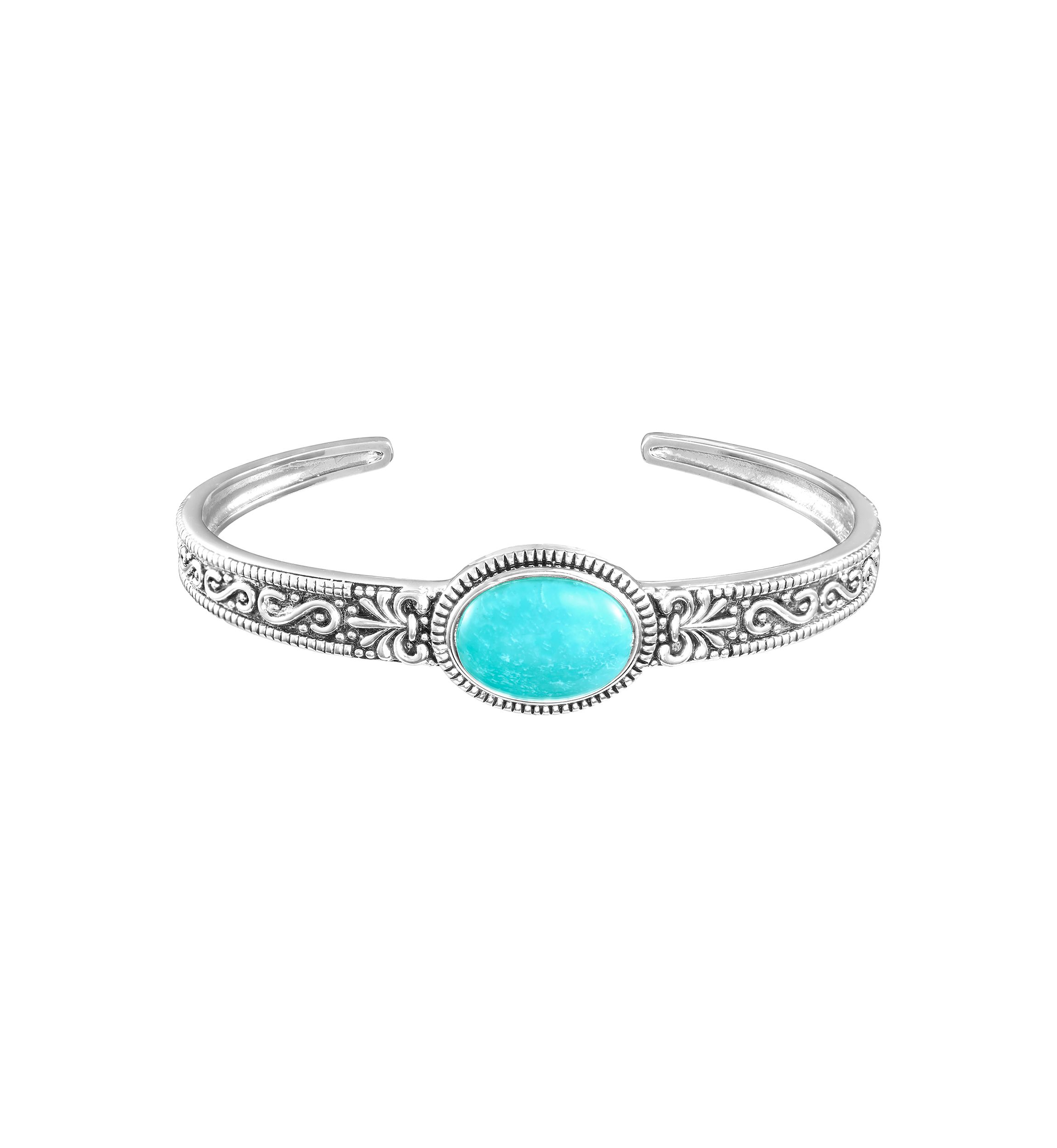 Silver Plated 6" Oval Turquoise Howlite Southwestern Cuff Bracelet