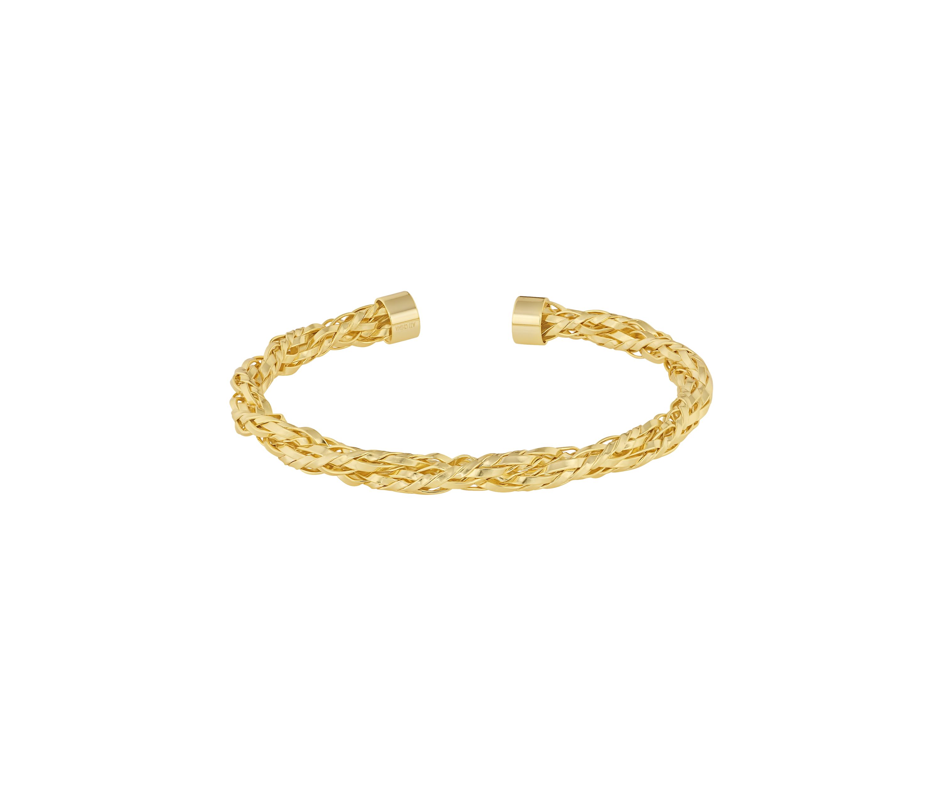 Gold Plated Double Row Twisted Cuff Bracelet