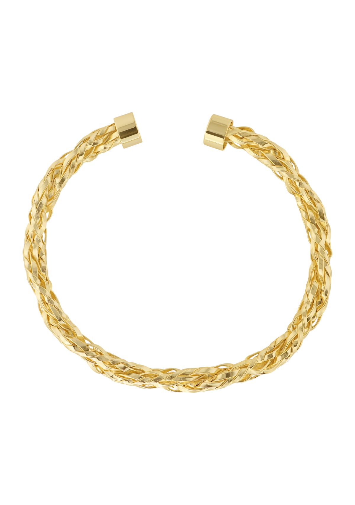 Gold Plated Double Row Twisted Cuff Bracelet