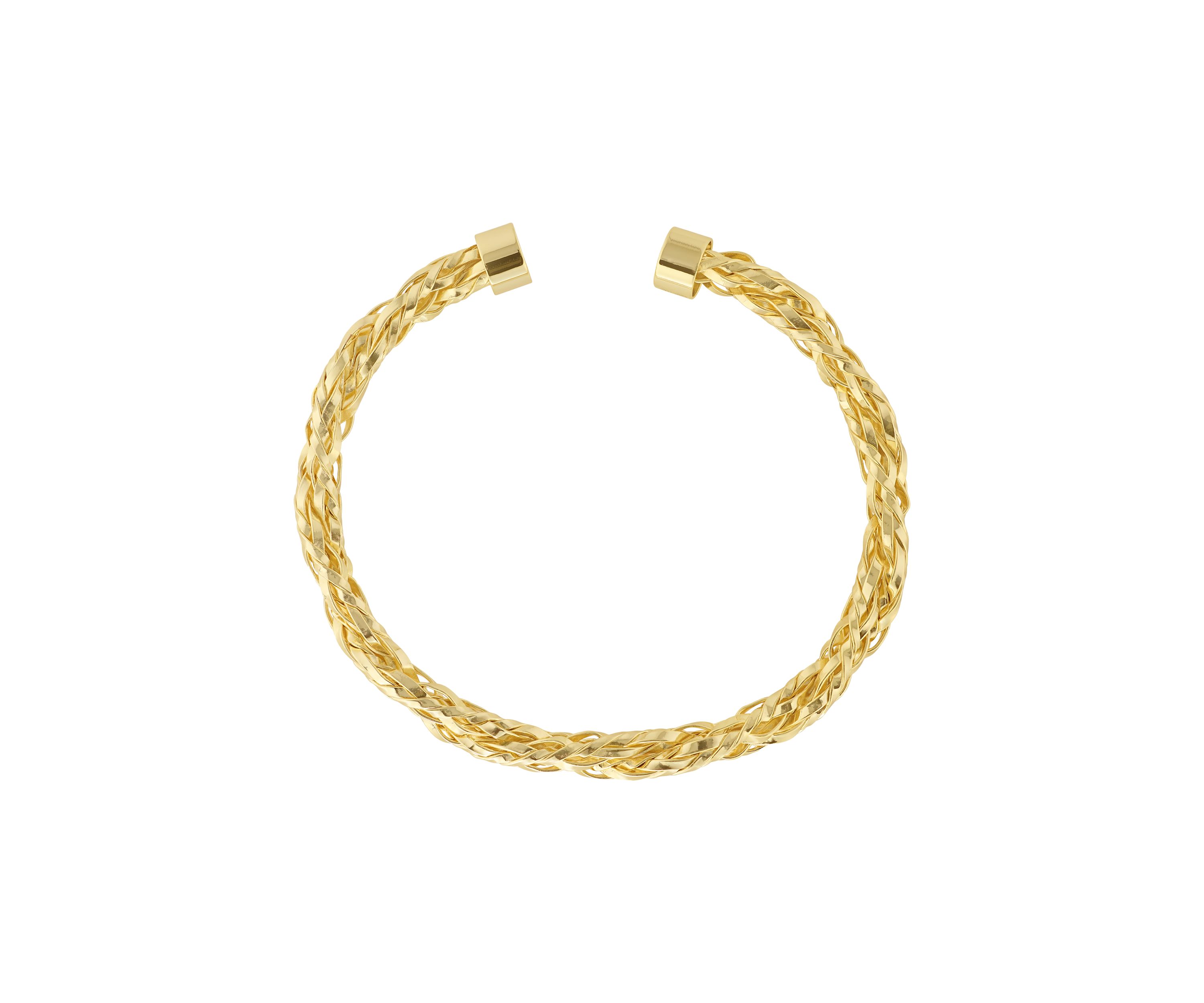 Gold Plated Double Row Twisted Cuff Bracelet
