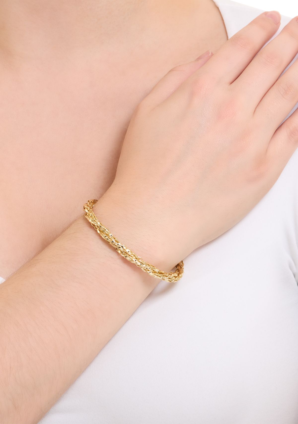 Gold Plated Double Row Twisted Cuff Bracelet
