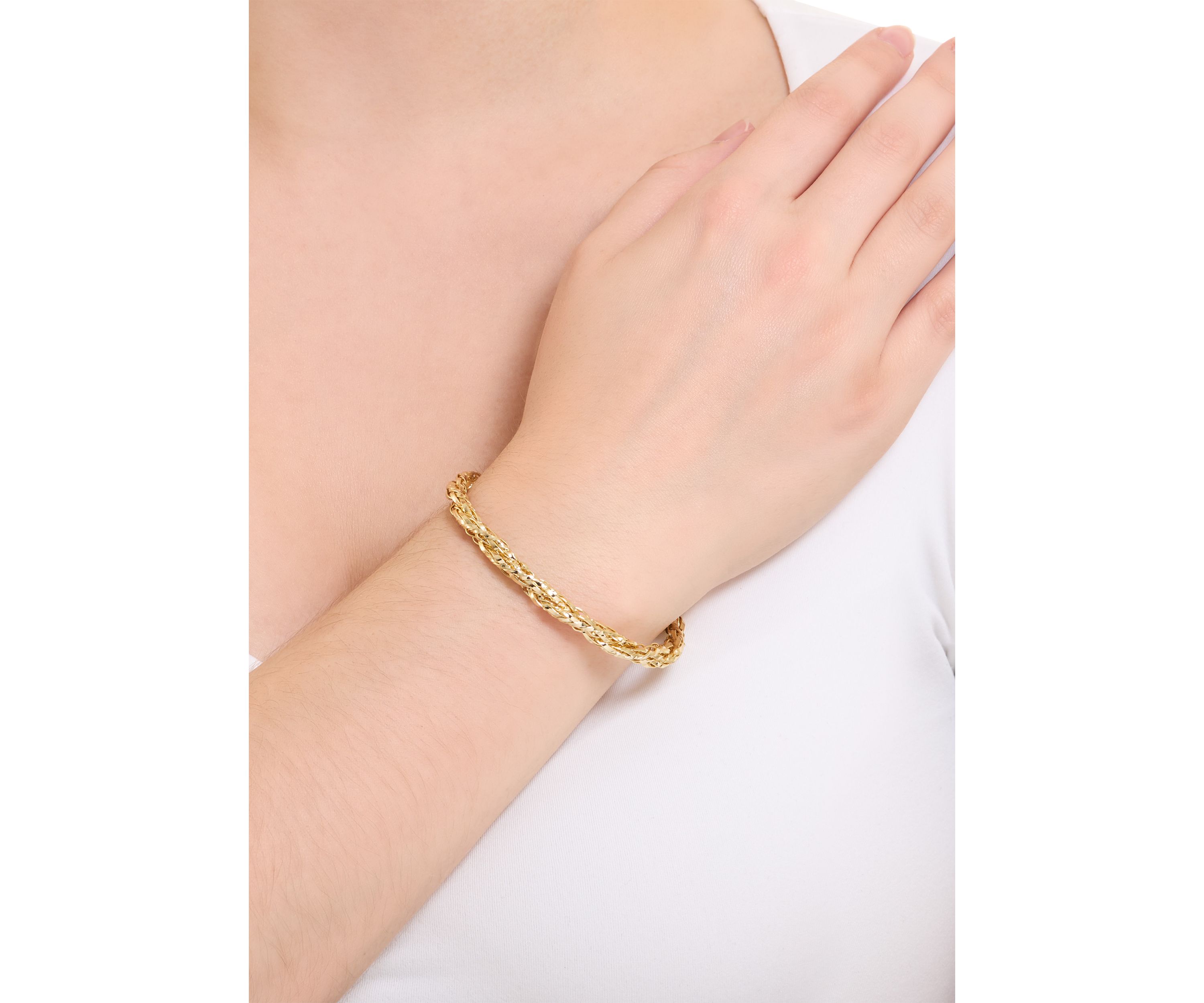 Gold Plated Double Row Twisted Cuff Bracelet