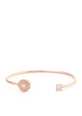 Belk Silverworks Rose Gold Tone Pave Circle Open Bangle Bracelet | belk