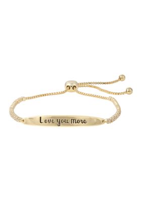 Boxed Silver Plated "Love You More" Cubic Zirconia Adjustable Bracelet