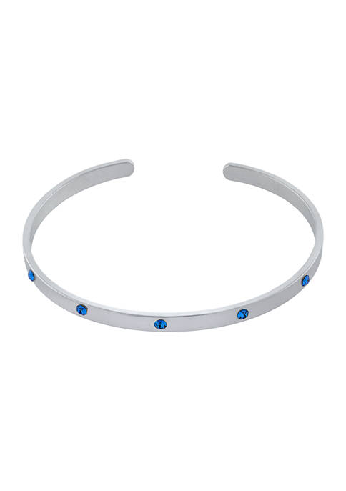 Boxed Fine Silver Plated Blue Fine Crystal Cuff Bracelet- You Got This