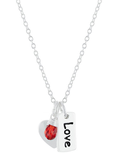 Boxed Fine Silver Plated 18 Inch Love Heart Round Pendant Necklace