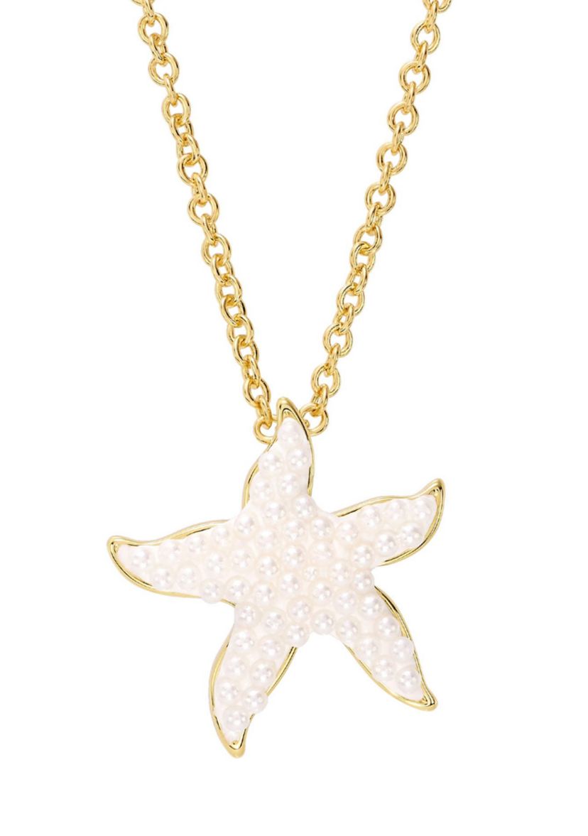 Gold Plated Caviar Pearl Starfish Necklace