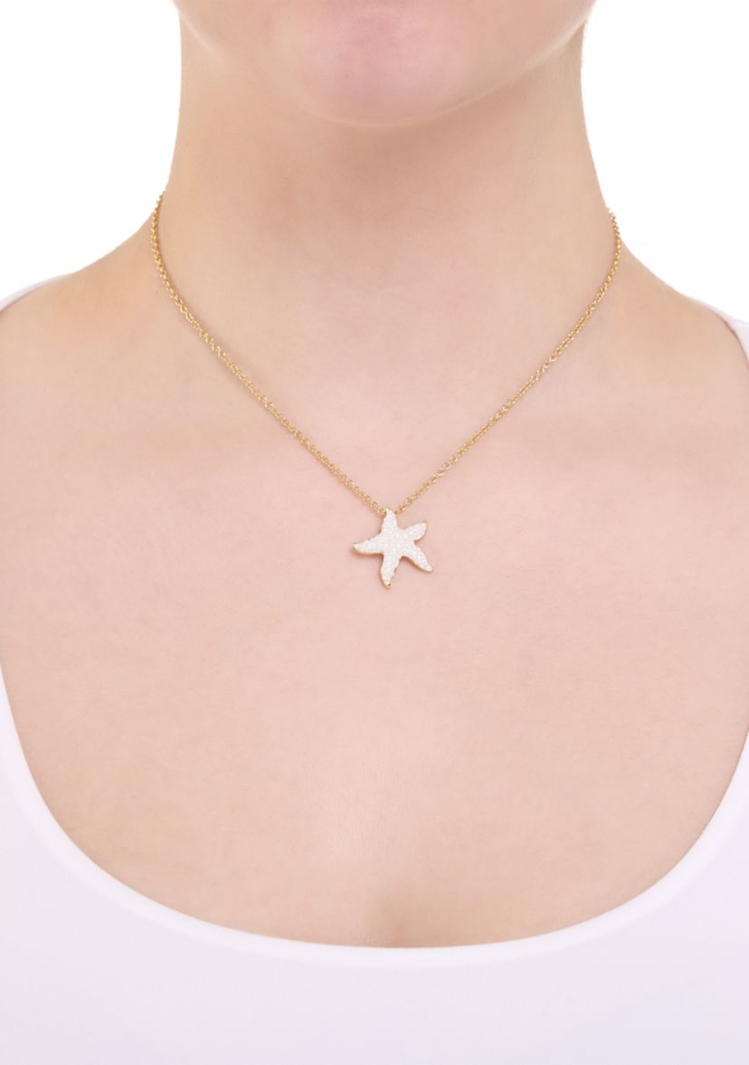 Gold Plated Caviar Pearl Starfish Necklace