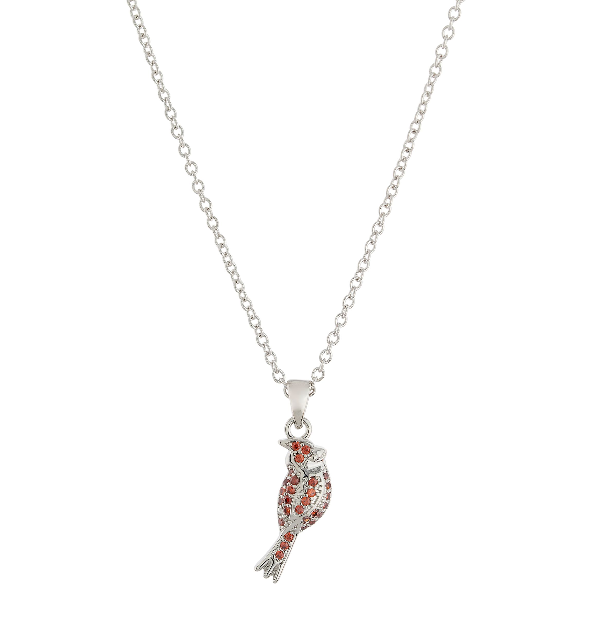 Boxed Fine Silver Plated Cubic Zirconia Cardinal Pendant Necklace