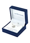 Boxed Fine Silver Plated 16 in + 2 in" Glitter Tree of Life and Cubic Zirconia Necklace