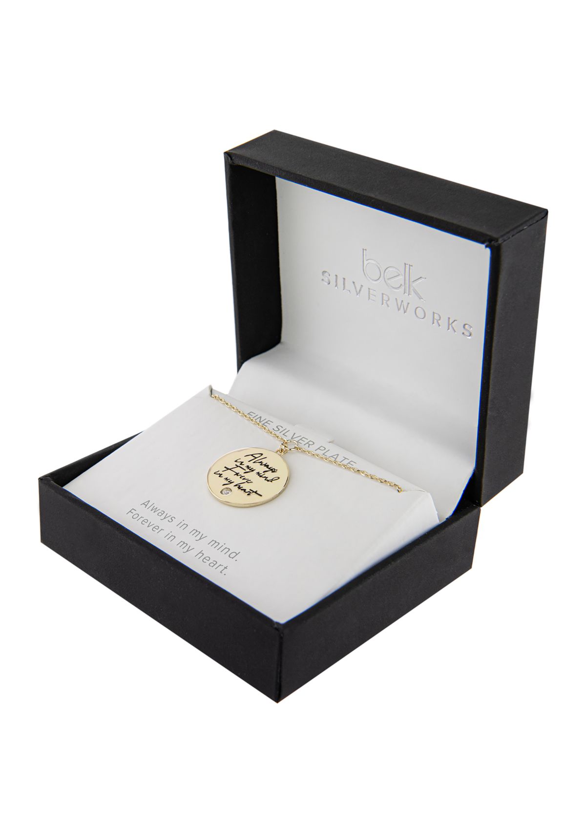 Boxed Silver Plated 16" + 2"  Always In My Mind Pendant Necklace in Silver or Gold