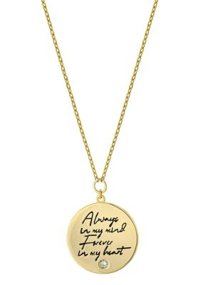 Boxed Fine Silver Plated 16" + 2"  'Always My Mind' Pendant Necklace or Gold