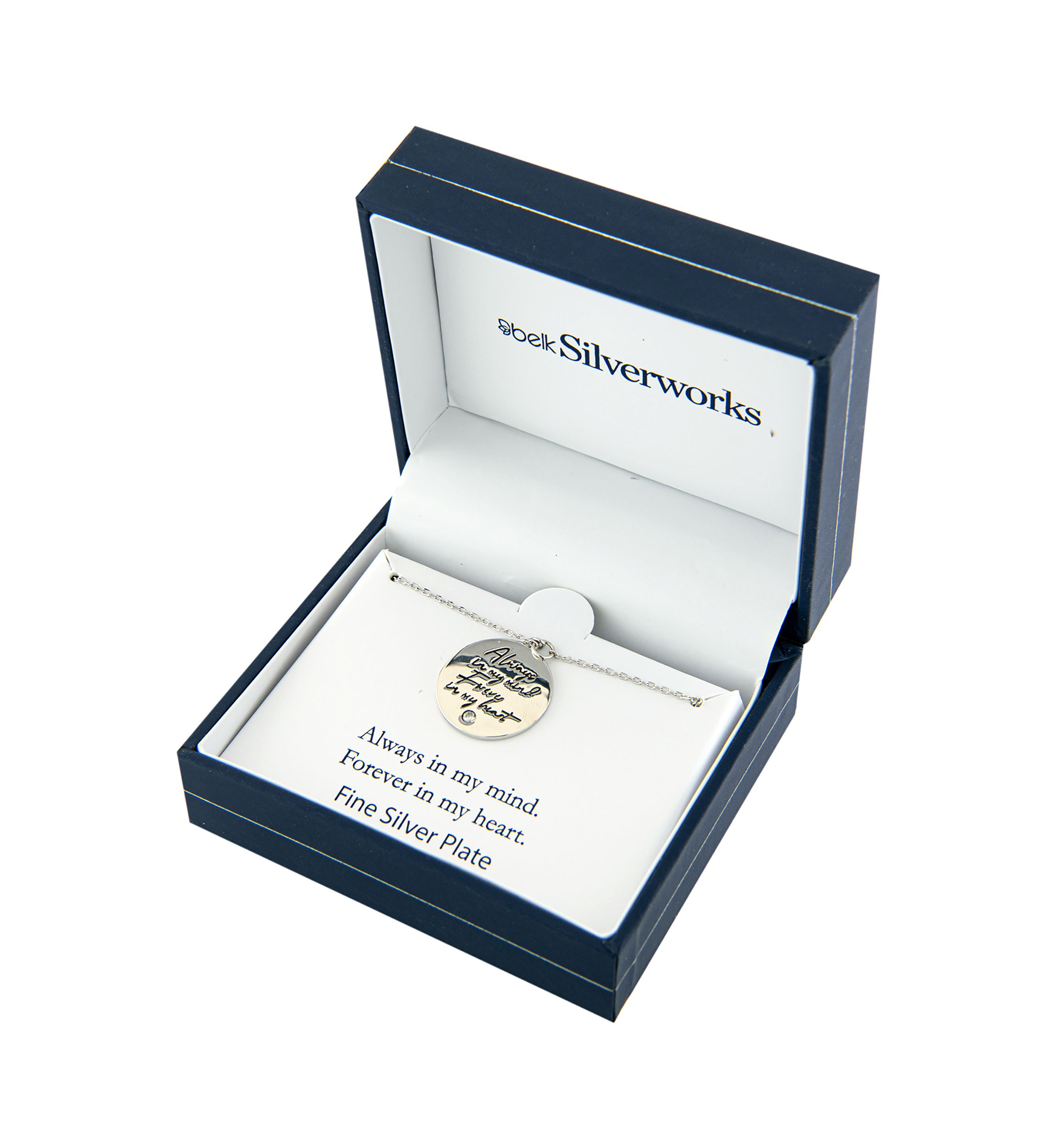 Boxed Silver Plated 16" + 2"  Always In My Mind Pendant Necklace in Silver or Gold