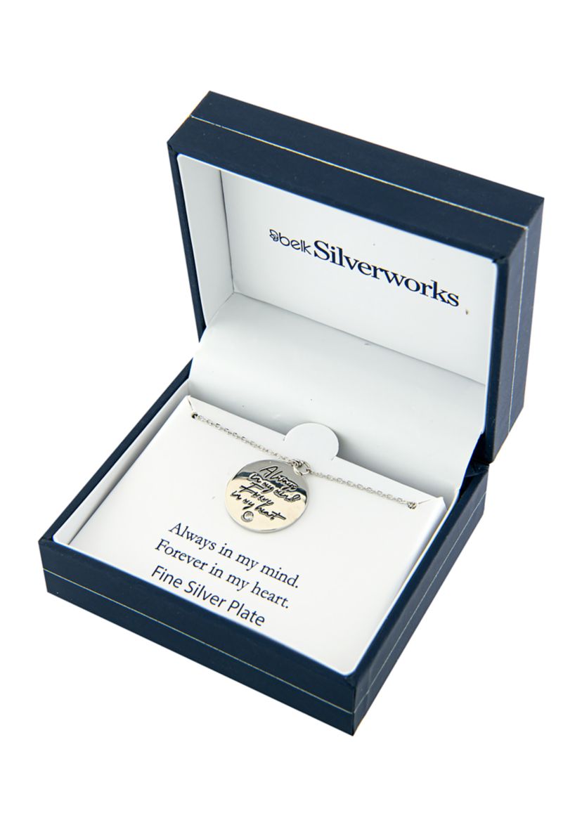 Boxed Silver Plated 16" + 2"  Always In My Mind Pendant Necklace in Silver or Gold