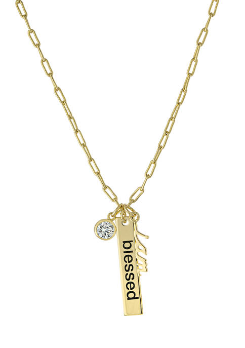Boxed Gold Plated I Am Blessed Charm Necklace