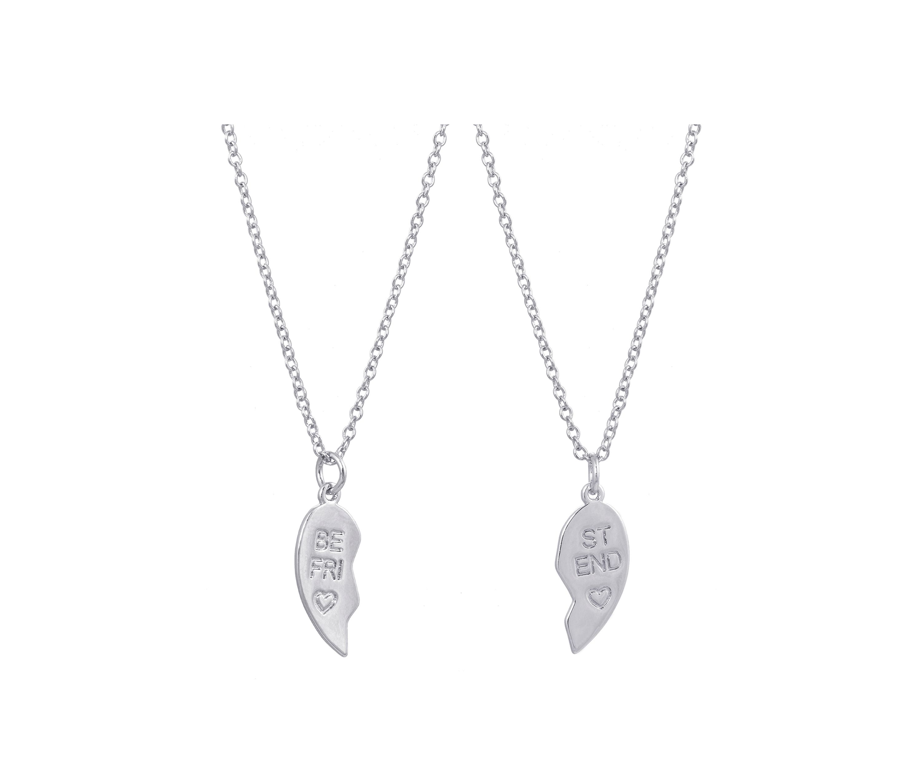 Boxed Fine Silver Plated 16 + 2" Best Friend Friendship Charm 2 Piece Necklace Set