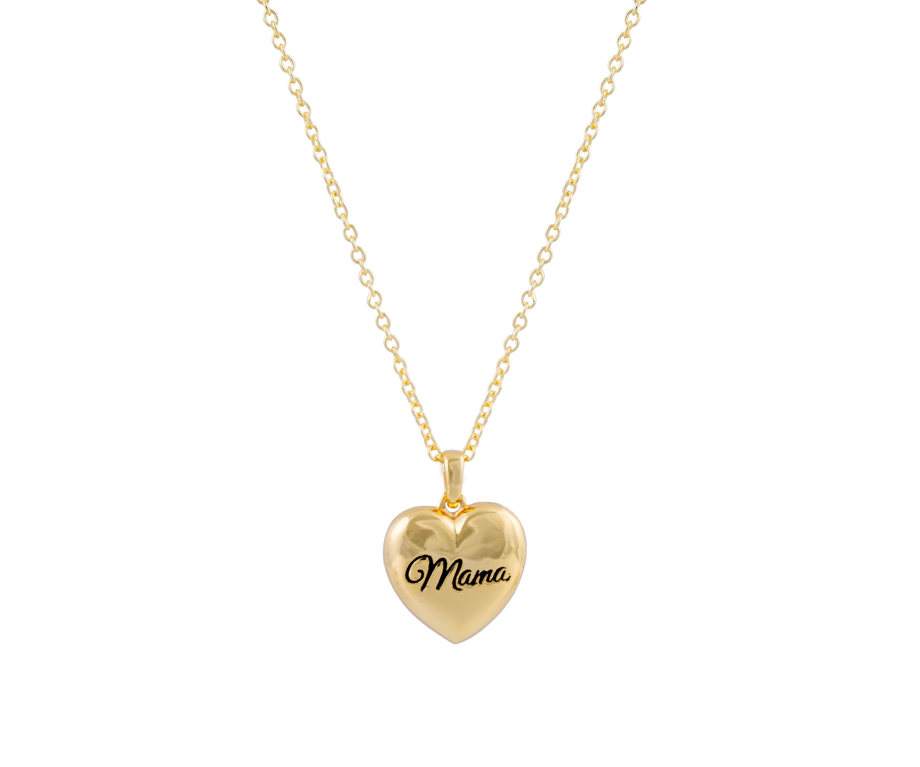 Boxed Gold Over Fine Silver Plated Mama Heart Locket Necklace