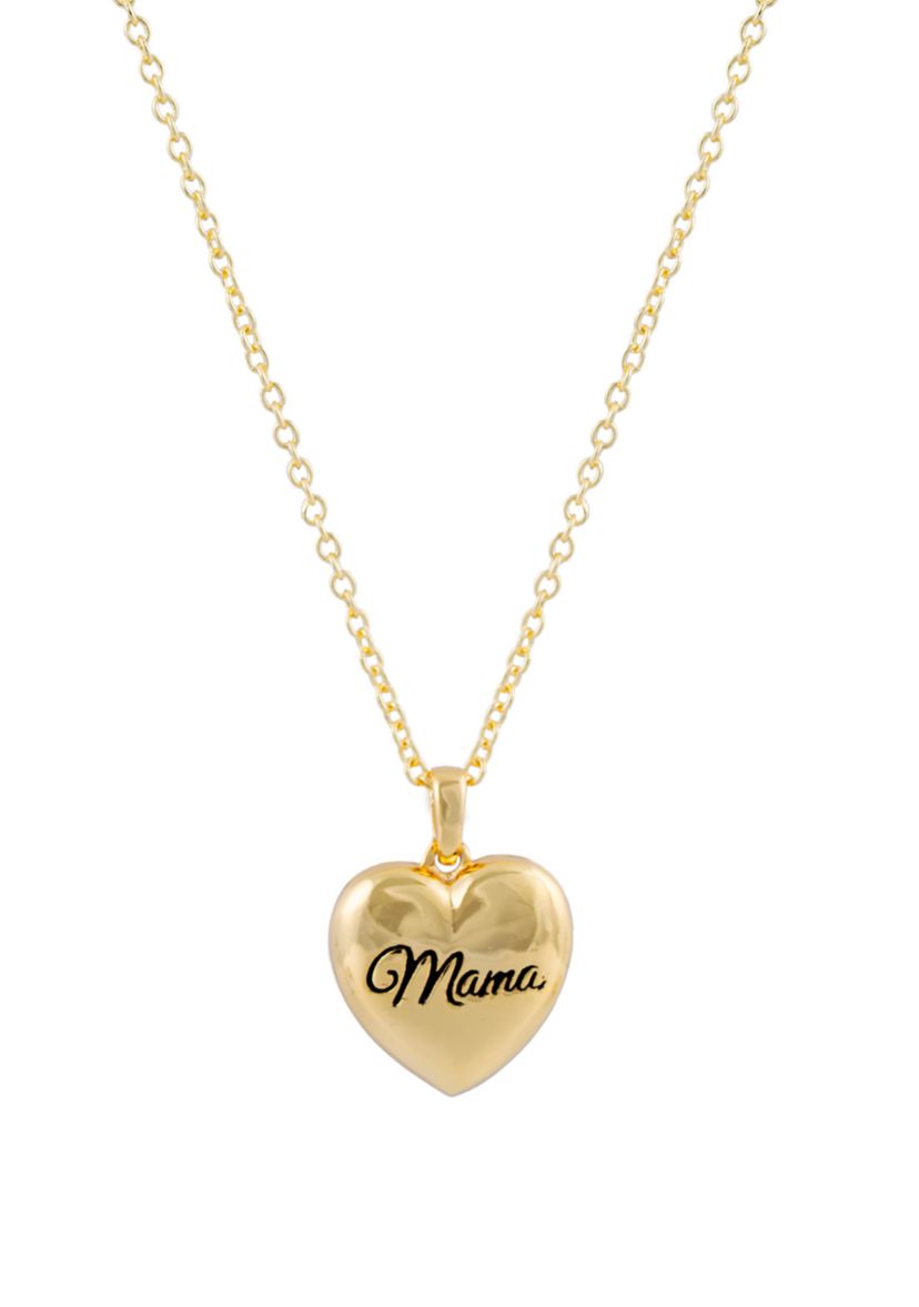 Boxed Gold Over Fine Silver Plated Mama Heart Locket Necklace