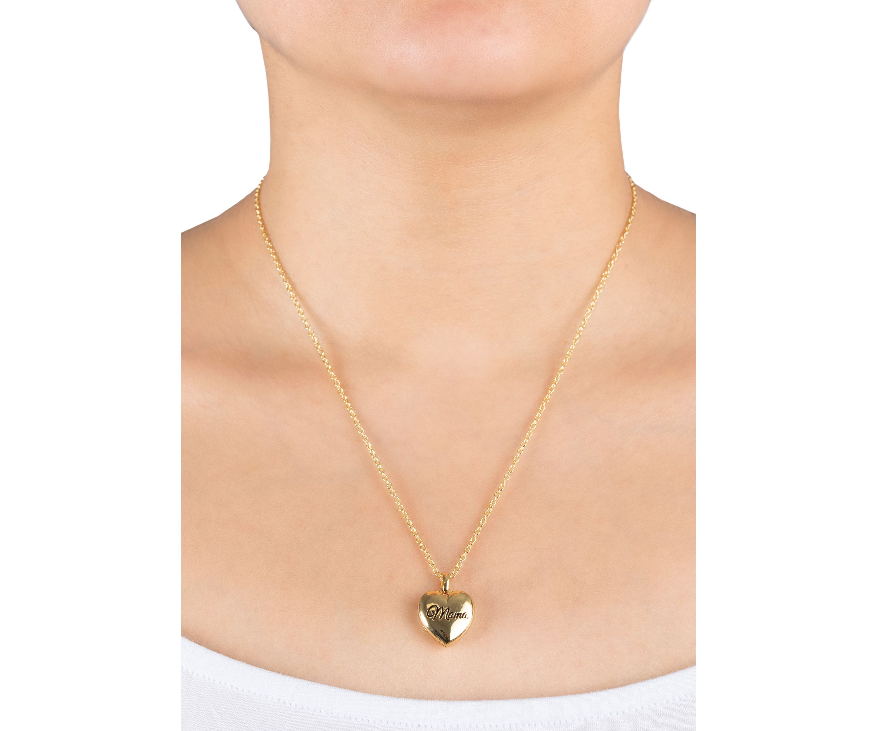 Boxed Gold Over Fine Silver Plated Mama Heart Locket Necklace