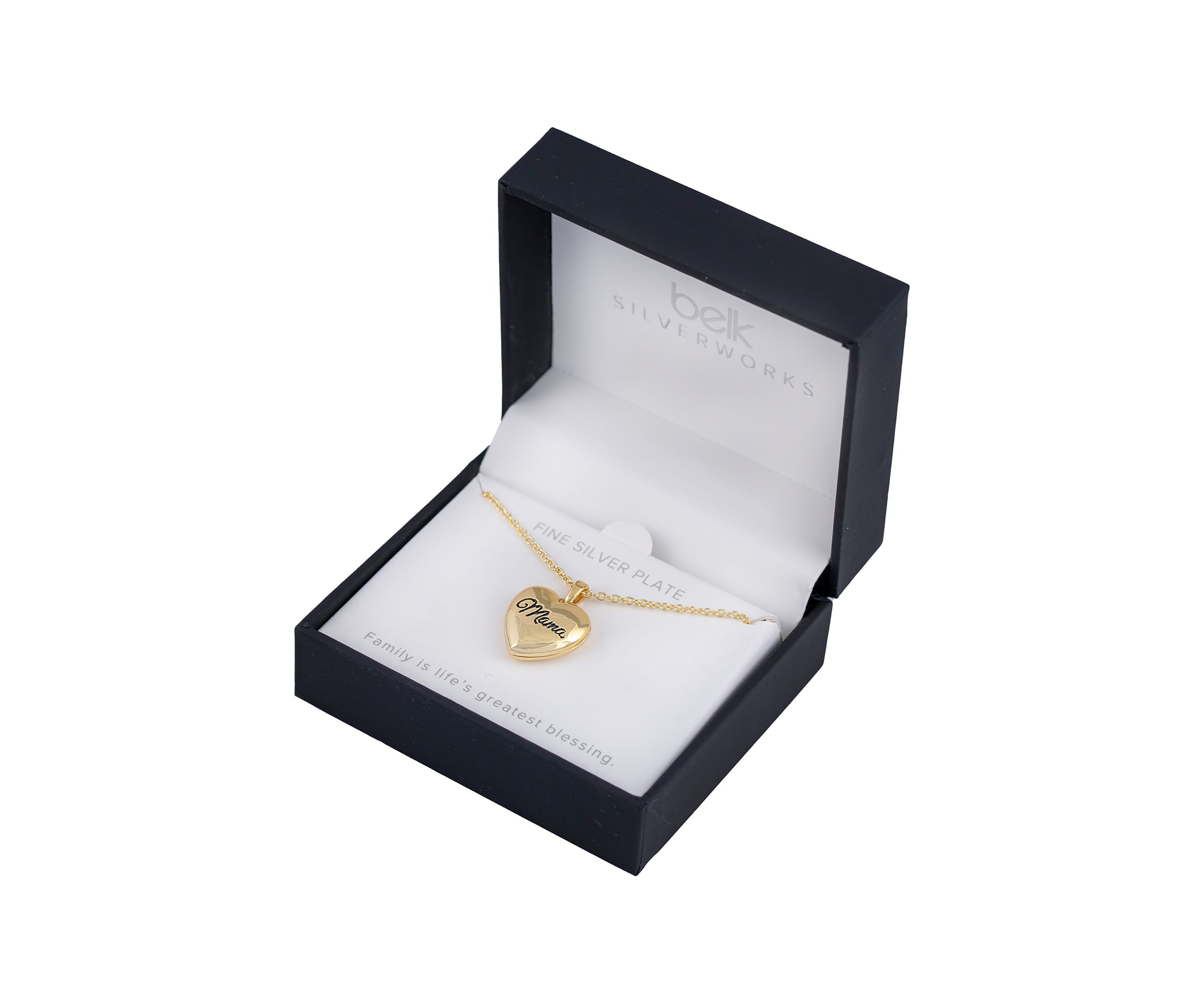 Boxed Gold Over Fine Silver Plated Mama Heart Locket Necklace
