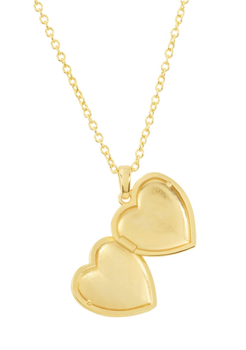 Gold Plated Wavy Groove Heart Locket Necklace