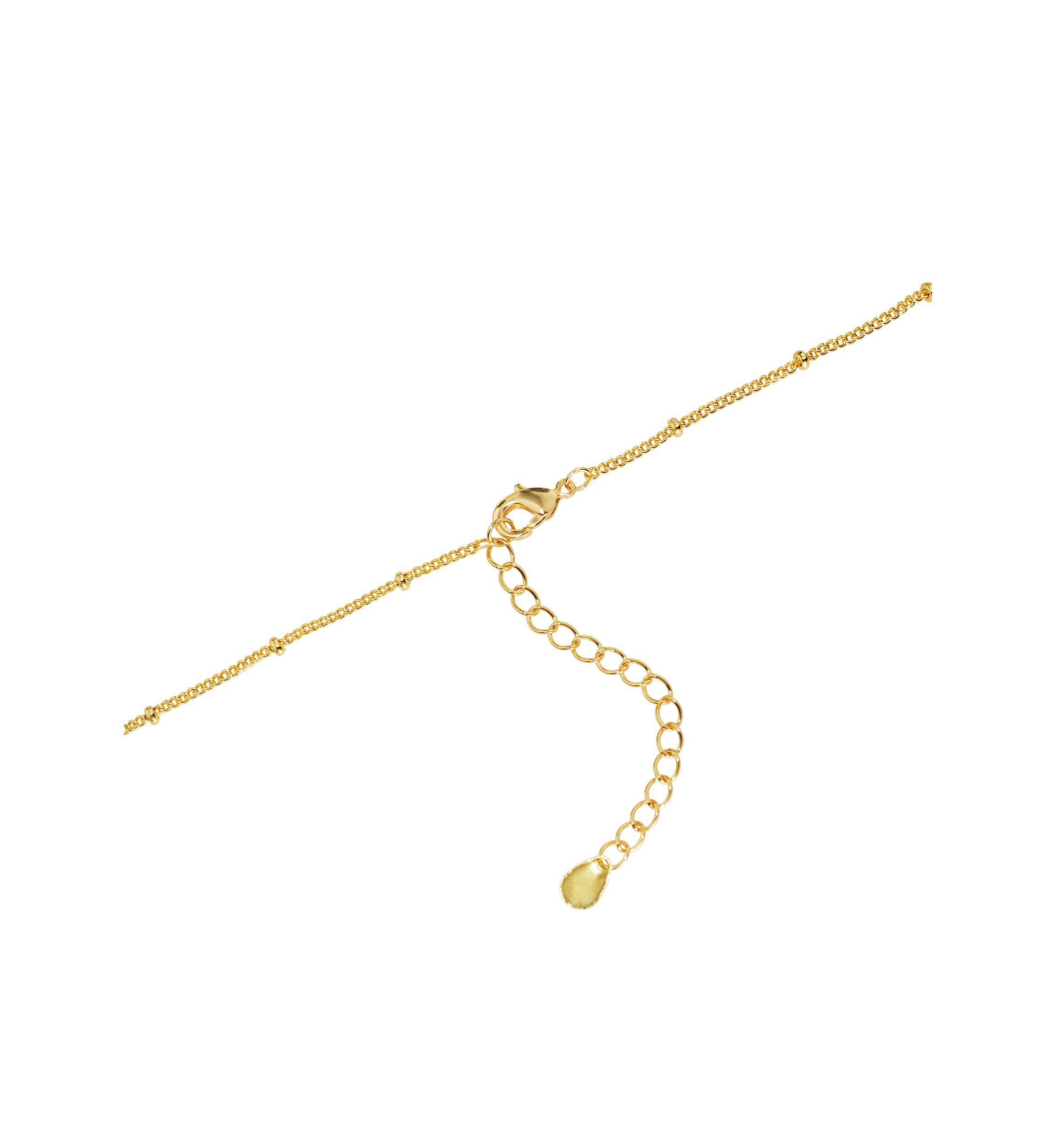 Boxed Gold Over Silver Plated Puffy Heart Beaded Chain Necklace
