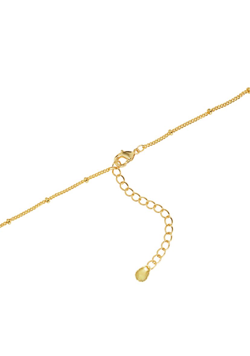 Boxed Gold Over Silver Plated Puffy Heart Beaded Chain Necklace