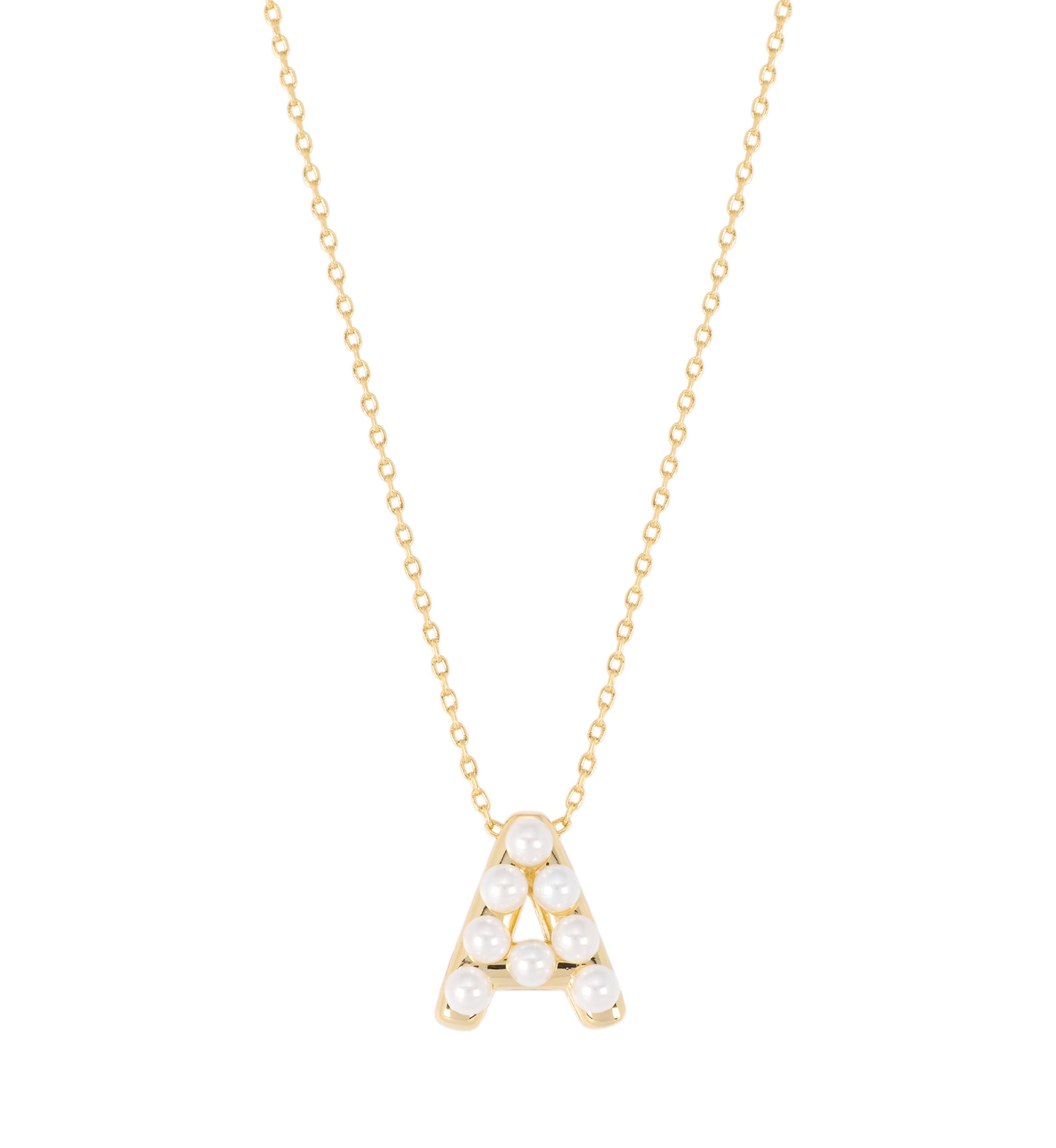 Gold Plated Pearl Initial Necklace
