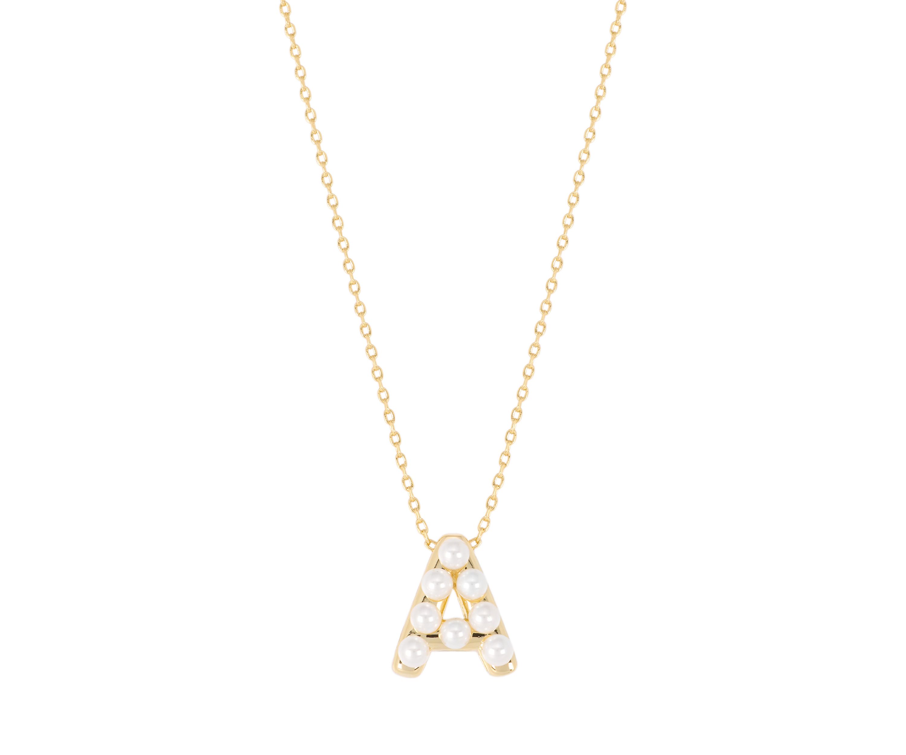 Gold Plated Pearl Initial Necklace