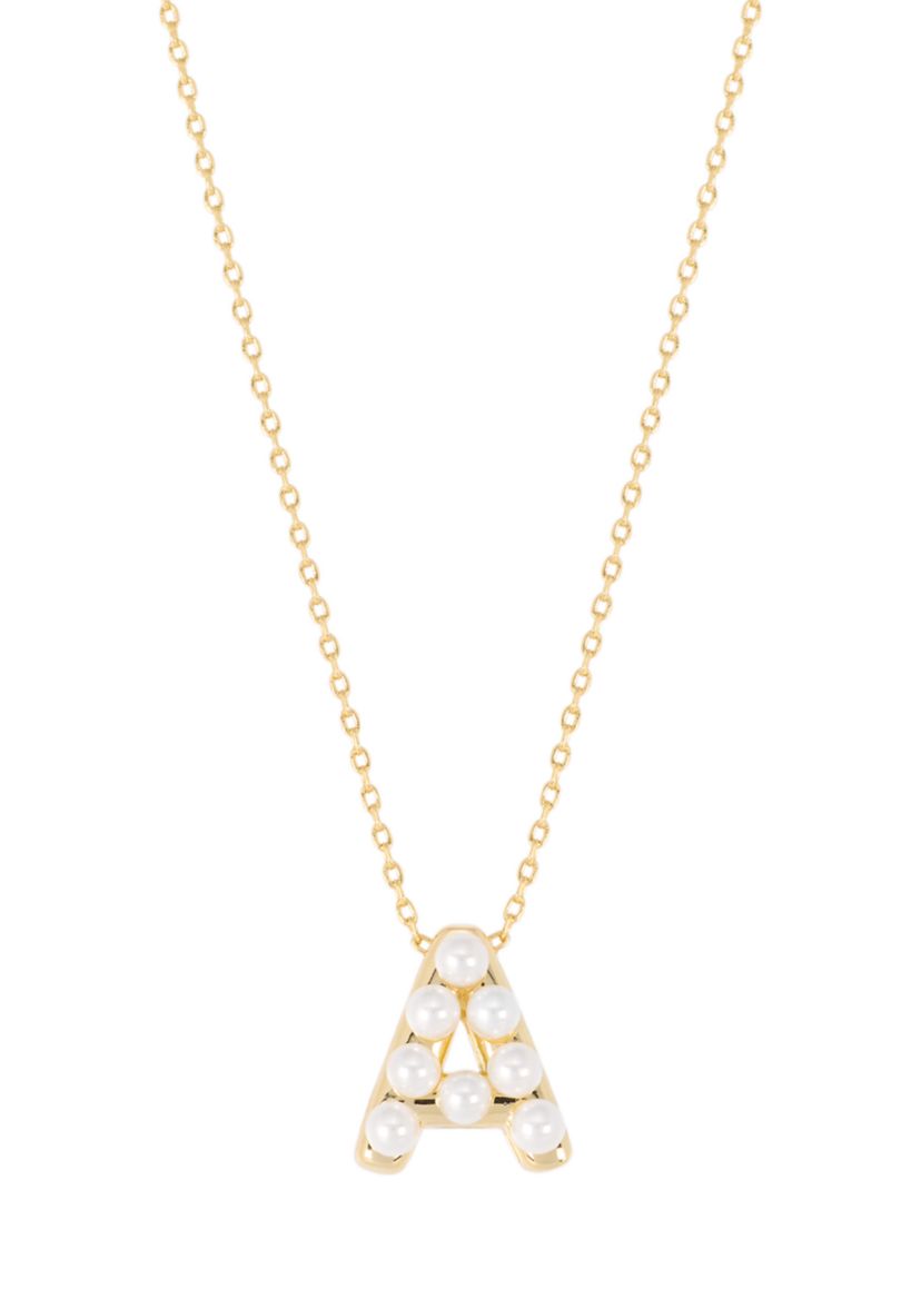 Gold Plated Pearl Initial Necklace