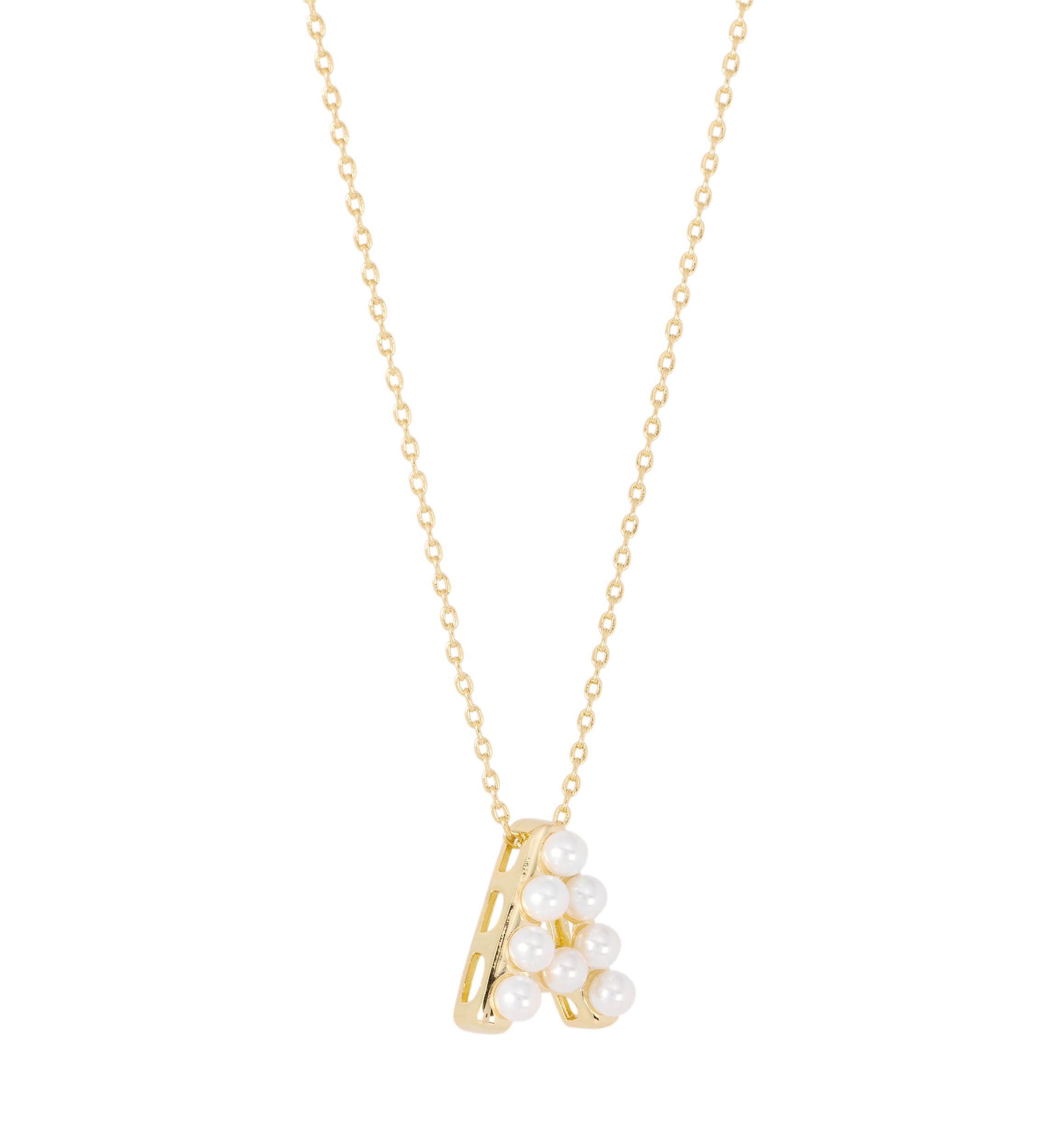 Gold Plated Pearl Initial Necklace