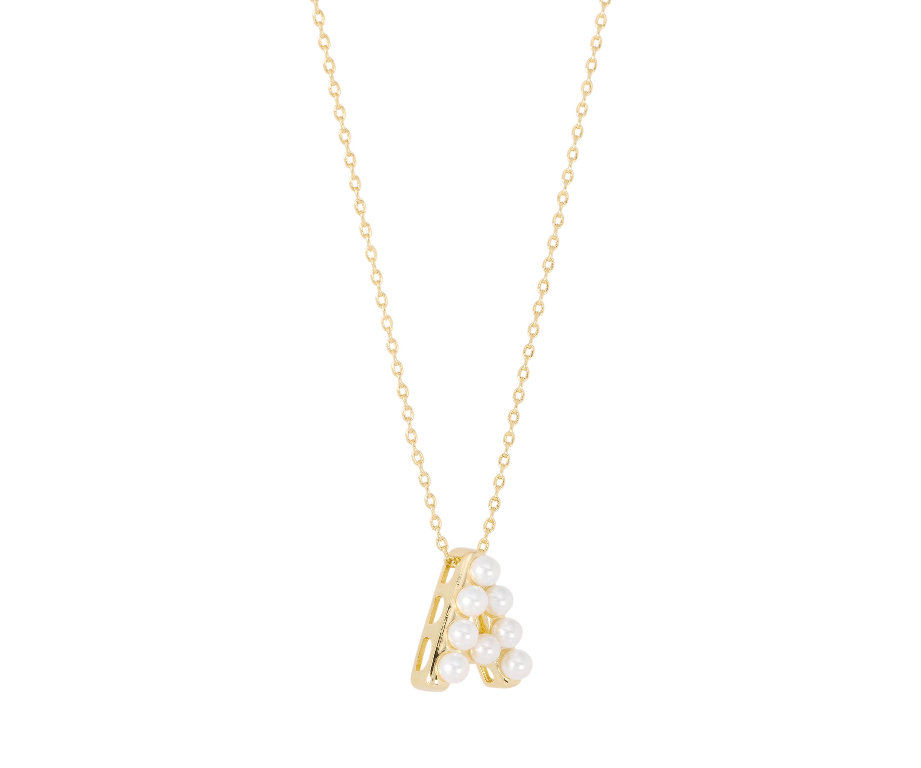 Gold Plated Pearl Initial Necklace