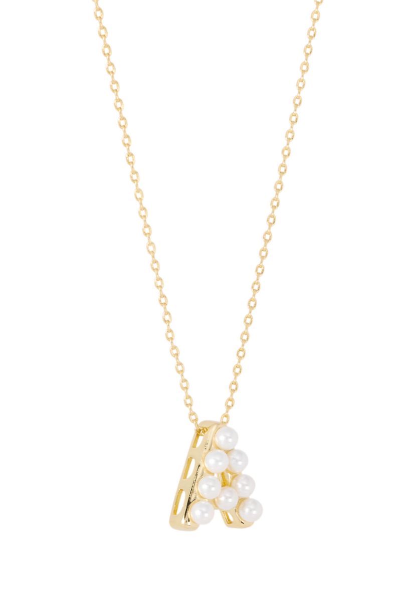 Gold Plated Pearl Initial Necklace