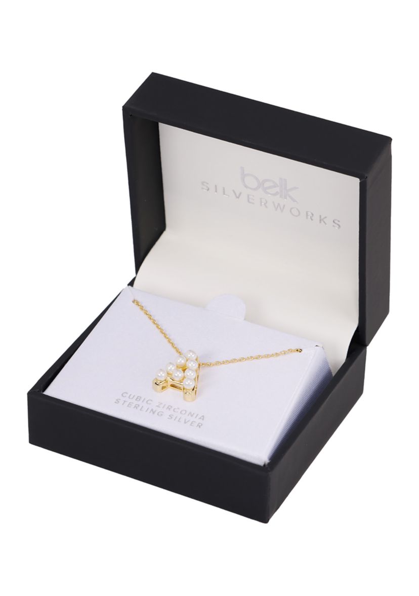 Gold Plated Pearl Initial Necklace
