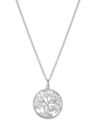 18" Silver Plated Cubic Zirconia Tree of Life Pendant Necklace