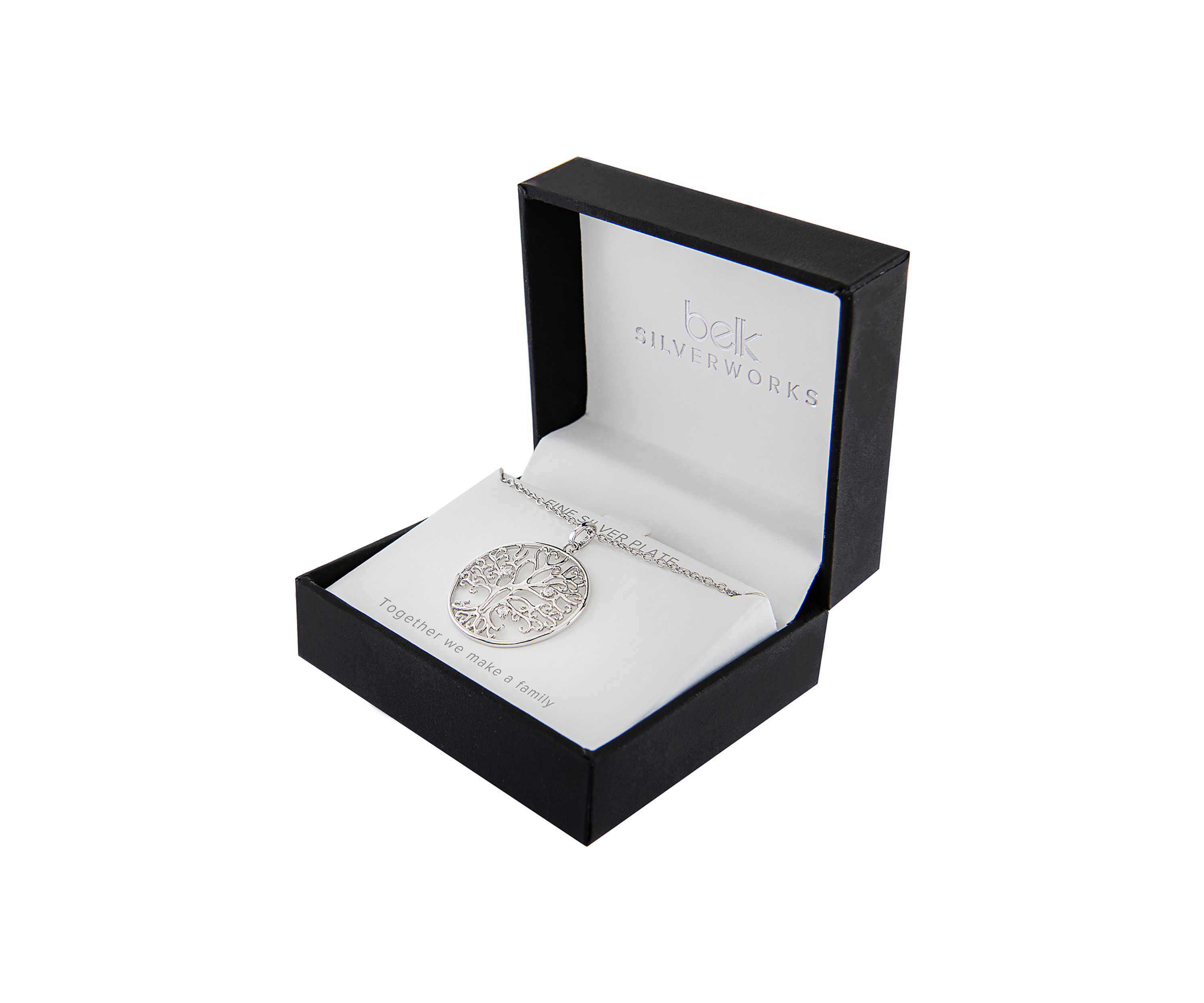 18" Silver Plated Cubic Zirconia Tree of Life Pendant Necklace