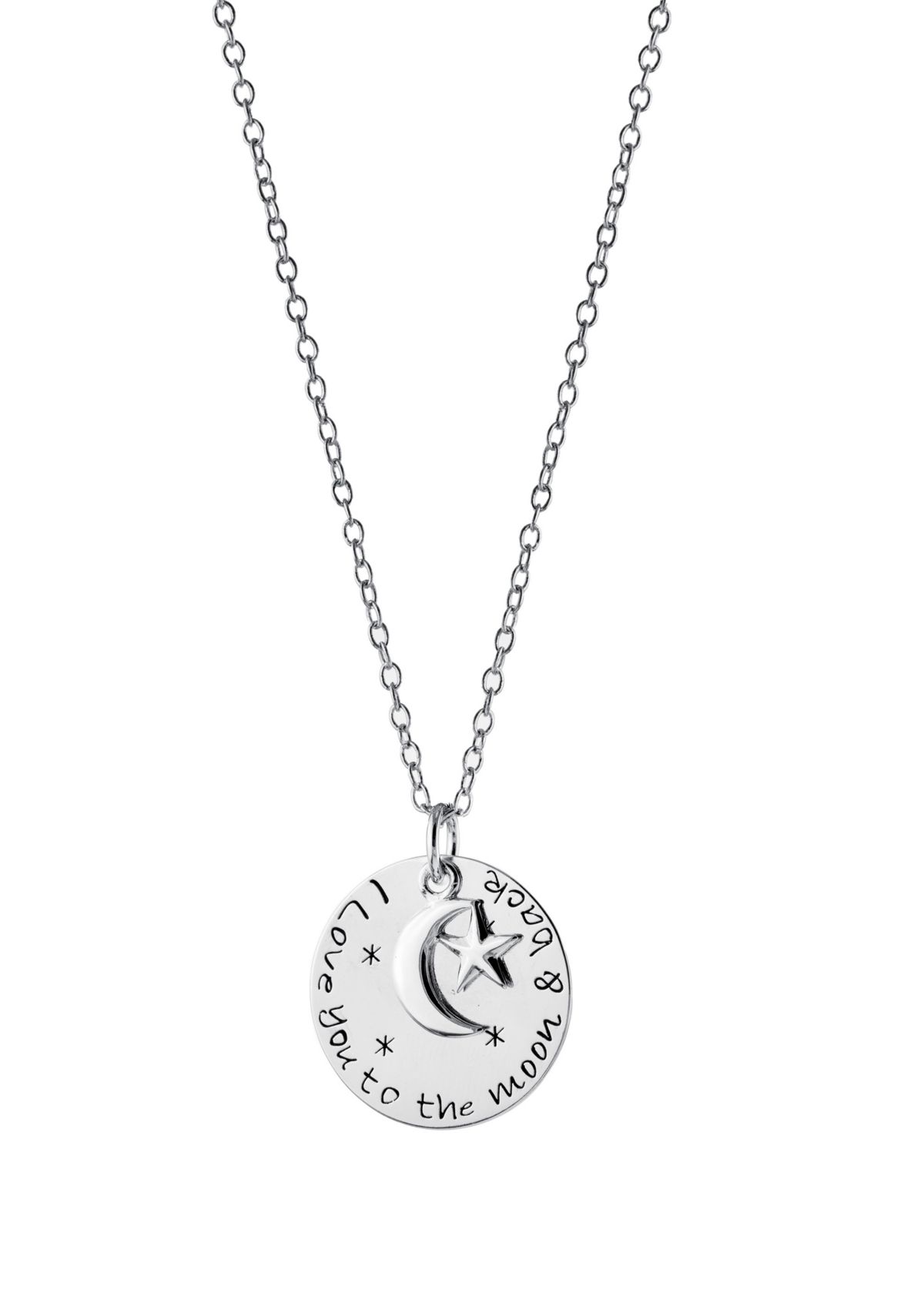 Boxed Silver Plated 18" I Love You to the Moon & Back Pendant Necklace